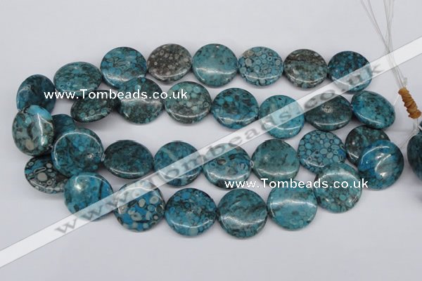 CMB44 15.5 inches 25mm flat round dyed natural medical stone beads