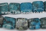 CMB51 15.5 inches 14*14mm square dyed natural medical stone beads