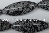 CME02 15.5 inches 15*40mm marquise snowflake obsidian beads