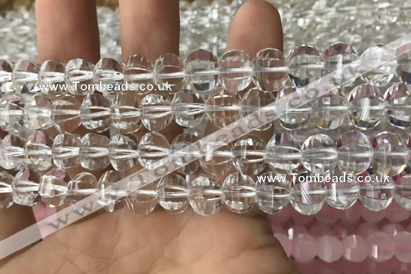 CME200 15.5 inches 7*9mm - 8*10mm pumpkin white crystal beads