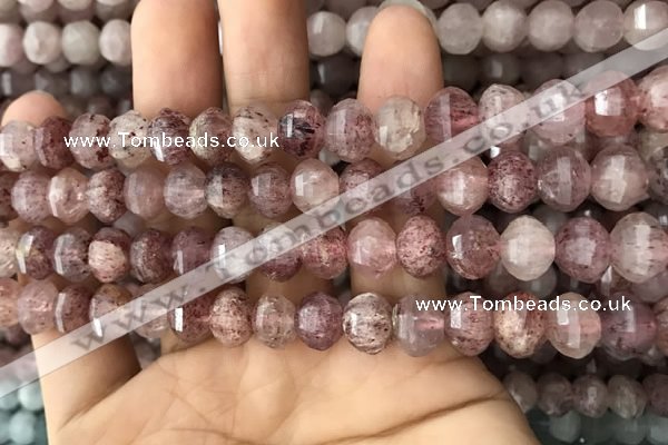 CME208 15.5 inches 7*9mm - 8*10mm pumpkin strawberry quartz beads