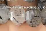 CME237 15.5 inches 10*11mm - 10*12mm pumpkin black rutilated quartz beads