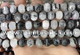 CME302 15.5 inches 8*11mm - 9*12mm pumpkin black rutilated quartz beads