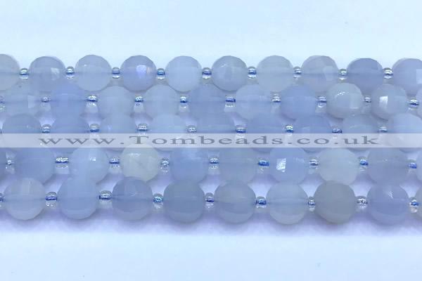 CME358 15 inches 10mm pumpkin blue chalcedony beads