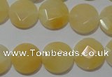 CME51 15.5 inches 15mm faceted coin yellow jade gemstone beads