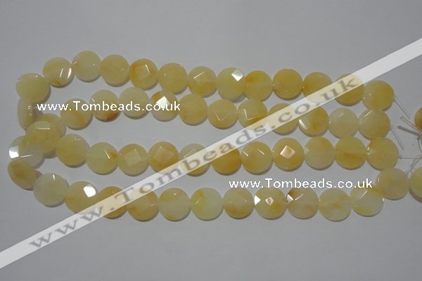 CME51 15.5 inches 15mm faceted coin yellow jade gemstone beads
