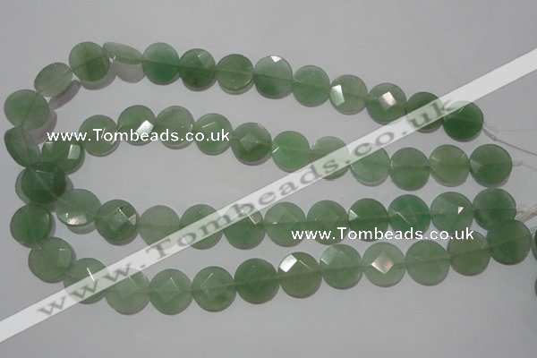 CME52 15.5 inches 15mm faceted coin green aventurine gemstone beads