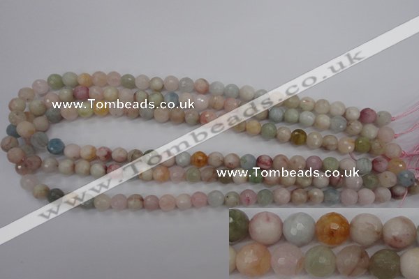 CMG122 15.5 inches 8mm faceted round natural morganite beads