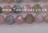 CMG201 15.5 inches 6mm faceted nuggets morganite gemstone beads