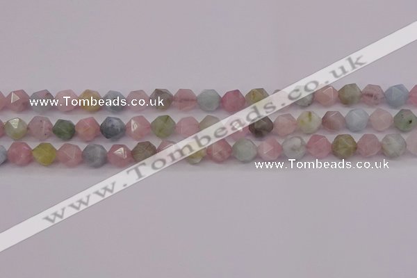 CMG202 15.5 inches 8mm faceted nuggets morganite gemstone beads