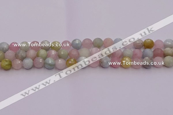 CMG211 15.5 inches 8mm faceted round morganite beads wholesale