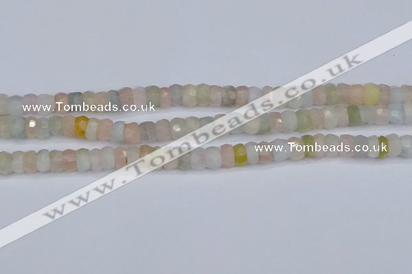 CMG216 15.5 inches 4*7mm faceted rondelle morganite beads