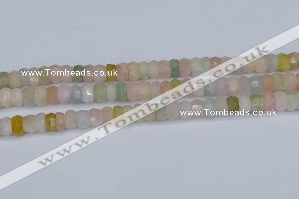 CMG217 15.5 inches 5*9mm faceted rondelle morganite beads