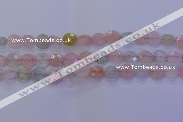 CMG253 15.5 inches 10mm faceted coin morganite beads