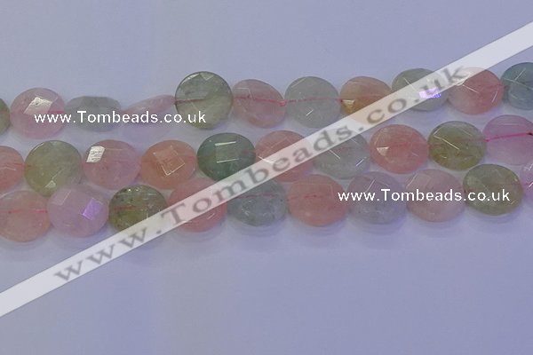 CMG256 15.5 inches 16mm faceted coin morganite beads