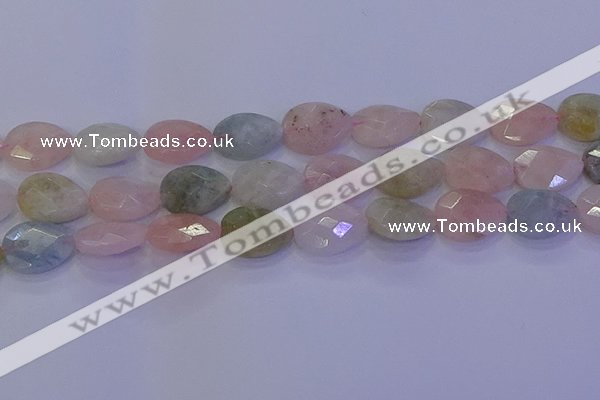 CMG273 15.5 inches 12*16mm faceted flat teardrop morganite beads