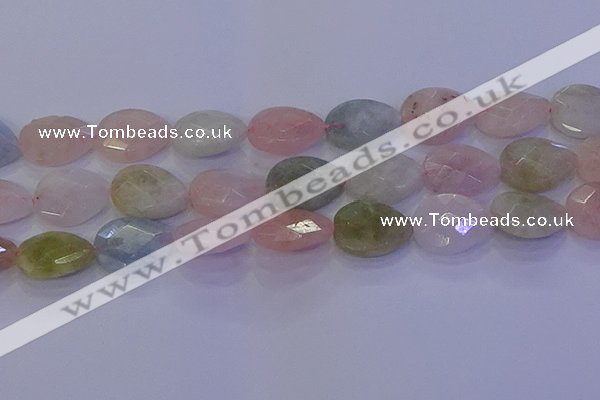 CMG275 15.5 inches 15*20mm faceted flat teardrop morganite beads