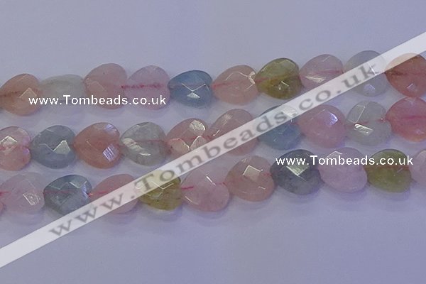 CMG286 15.5 inches 16*16mm faceted heart morganite beads