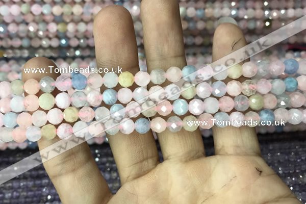 CMG321 15.5 inches 6mm faceted round morganite gemstone beads