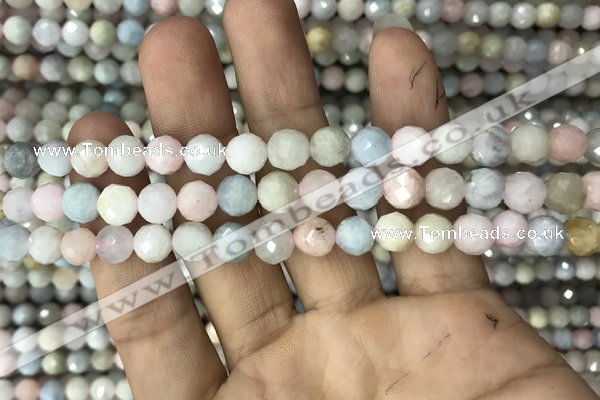 CMG322 15.5 inches 8mm faceted round morganite gemstone beads