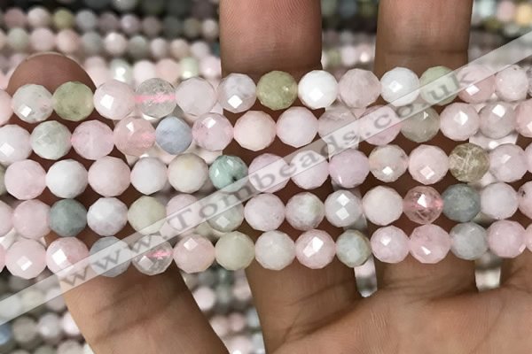 CMG345 15.5 inches 6mm faceted round morganite beads wholesale