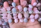 CMG356 Top drilled 10*14mm flat teardrop natural morganite beads