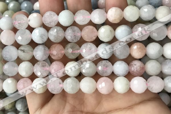 CMG380 15.5 inches 10mm faceted round morganite gemstone beads