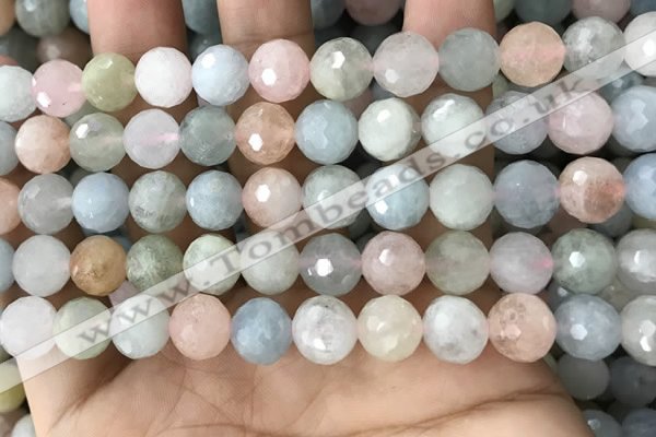 CMG381 15.5 inches 10mm faceted round morganite gemstone beads