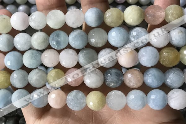 CMG388 15.5 inches 10mm faceted round morganite beads wholesale