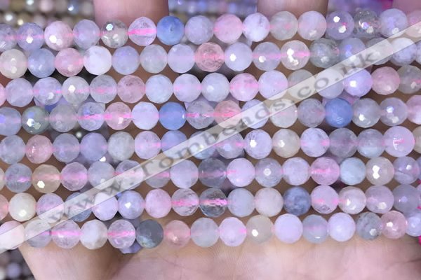 CMG415 15.5 inches 6mm faceted round morganite gemstone beads