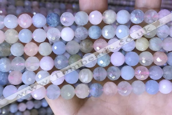 CMG416 15.5 inches 8mm faceted round morganite gemstone beads