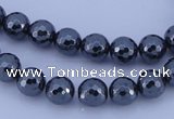 CMH04 16 inches 8mm faceted round magnetic hematite beads