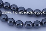 CMH05 16 inches 10mm faceted round magnetic hematite beads