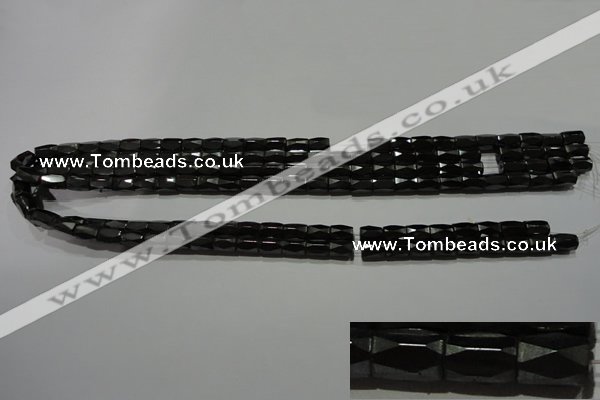 CMH105 15.5 inches 5*8mm faceted tube magnetic hematite beads