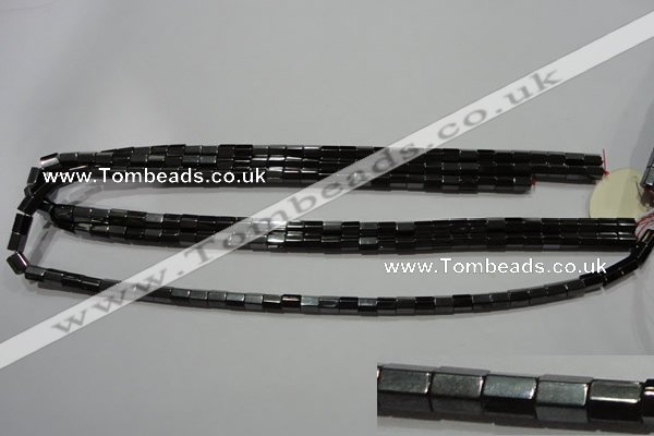 CMH107 15.5 inches 5*6mm faceted tube magnetic hematite beads