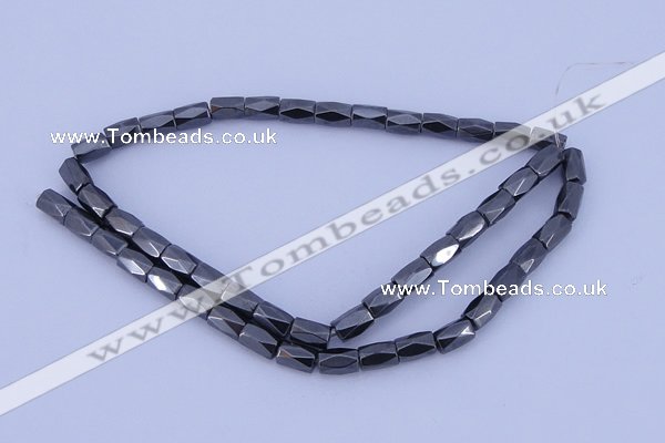 CMH12 16 inches 6*8mm faceted column magnetic hematite beads