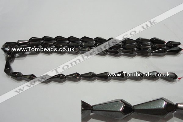 CMH142 15.5 inches 8*16mm faceted teardrop magnetic hematite beads