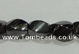 CMH151 15.5 inches 5*8mm twisted rice magnetic hematite beads