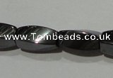 CMH152 15.5 inches 5*11mm twisted rice magnetic hematite beads