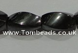 CMH154 15.5 inches 8*14mm twisted rice magnetic hematite beads