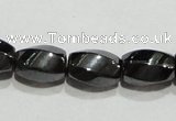 CMH156 15.5 inches 5*8mm twisted rice magnetic hematite beads