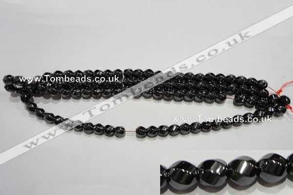 CMH157 15.5 inches 8*8mm twisted rice magnetic hematite beads