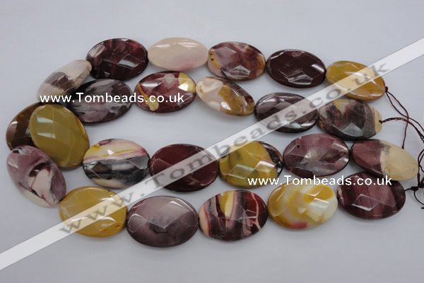 CMK158 15.5 inches 25*35mm faceted oval mookaite beads wholesale