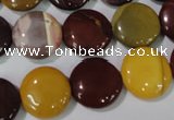 CMK242 15.5 inches 15mm flat round mookaite gemstone beads