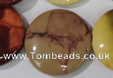 CMK246 15.5 inches 30mm flat round mookaite gemstone beads