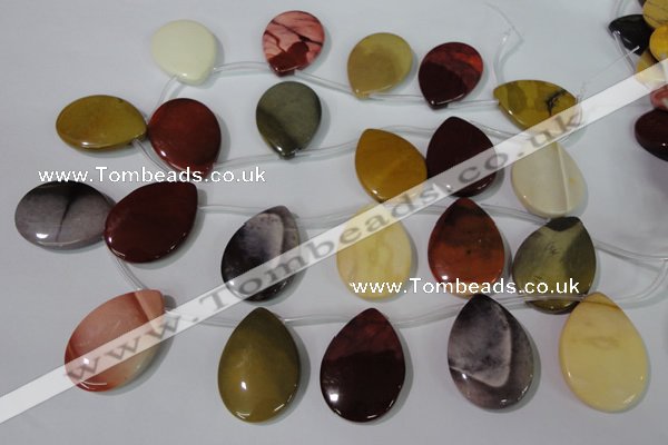 CMK285 Top-drilled 25*35mm flat teardrop mookaite gemstone beads