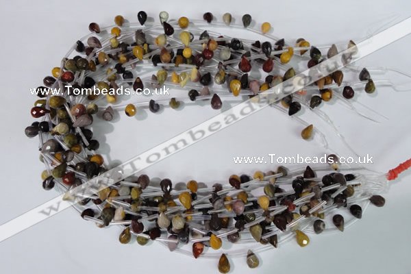 CMK288 Top-drilled 6*9mm faceted teardrop mookaite gemstone beads