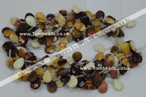 CMK30 15.5 inches 10*14mm faceted flat teardrop mookaite beads