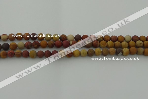 CMK310 15.5 inches 4mm round matte sunset mookaite beads