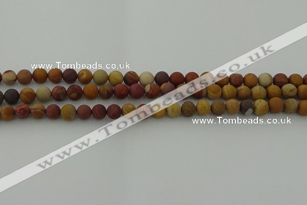 CMK311 15.5 inches 6mm round matte sunset mookaite beads